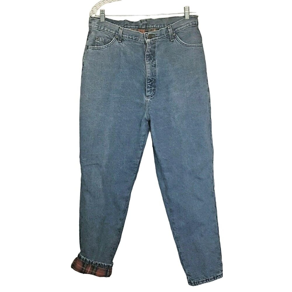 LL Bean Womens Jeans 34/29 Plaid Flannel Lined Vintage Made in USA